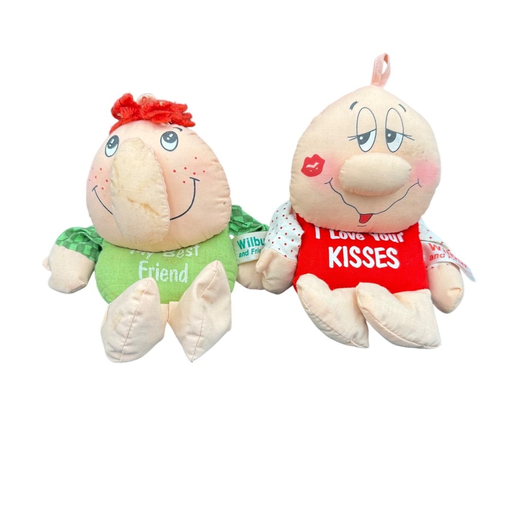 Vintage Russ Berrie Wilbur and Friends Plush Dolls My Best Friend I Love Kisses